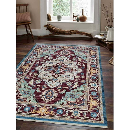 Rugsotic Carpets Machine Woven Crossweave Polyester 8'x10' Area Rug Oriental Red (Best Way To Get Red Stains Out Of Carpet)