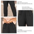 thumbnail image 4 of Pantalones casuales de mujer Color puro Botón Cintura elástica Pantalones largos sueltos para mujer para uso diario al aire libre Negro M, 4 of 5