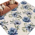 thumbnail image 2 of Navy Blue Floral Large Area Rug 8x10 FT, Non Slip Living Room Throw Carpet, Vintage Flowers Elegant Pastoral Rustic Washable Soft Indoor Outdoor Carpet Non-Shedding Rug for Bedroom Dining Room, 2 of 9