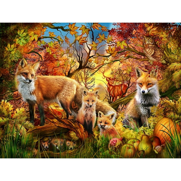 Vermont Christmas Company Autumn Foxes Jigsaw Puzzle 550 Piece