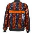 thumbnail image 3 of Women's Cuce  Navy Chicago Bears Two-Tone Sequin Striped Full-Zip Bomber Jacket, 3 of 4