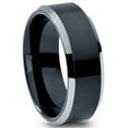 thumbnail image 2 of Charming Jewelers Tungsten Wedding Band Ring 8mm for Men Women Comfort Fit Black Beveled Edge Polished Brushed Lifetime Guarantee Size 5, 2 of 5