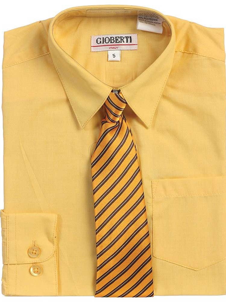 SIZE:2T,4T ORANGE BOYS LONG SLEEVE DRESS SHIRT w// TIE