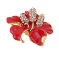 thumbnail image 2 of Pin de broche de flor rojo de aleación de diamantes de imitación para mujer Clip de bufanda, 2 of 8