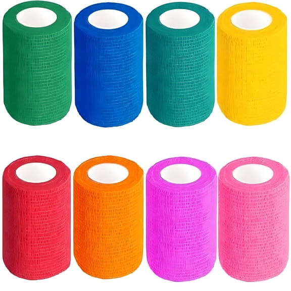 QARUN Self Adhesive Bandage Wrap,8 Rolls 3” X 5 Yards Vet Wrap for Dogs,Horses,Pets,Elastic Cohesive Bandages for Wrist,Ankle Sprains And Swelling