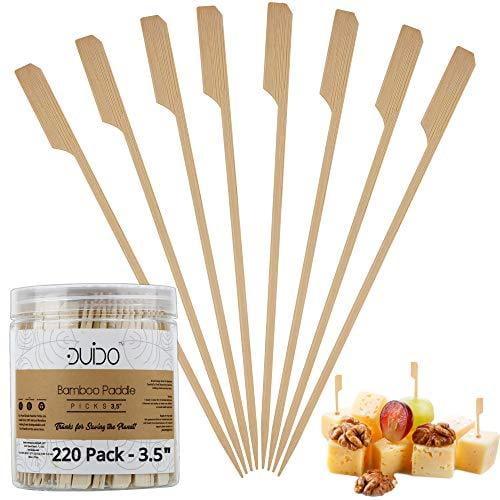 Bamboo Skewers Toothpicks for Appetizer Picks - 3.5 inch (Pack of 220) Wooden Cocktail Skewers and Bamboo Toothpicks for Appetizers Food Garnish Sandwich Fruit Kabobs Drinks Cocktail