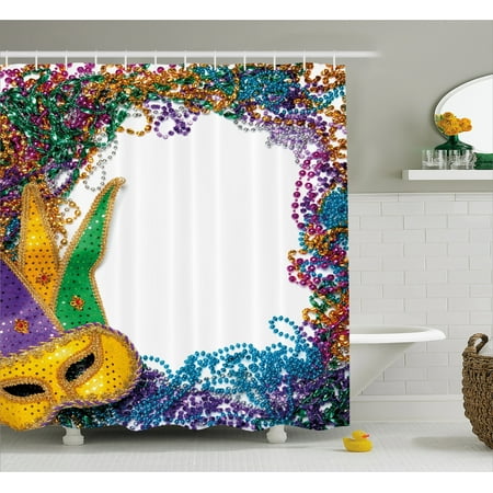 Mardi Gras Shower Curtain Colorful Framework Design With Vibrant Mardi Gras Shower Curtain Colorful Framework Design With Vibrant Beadask Fat Tuesday Holiday Theme Fabric Bathroom Set Hooks Multicolor