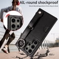 thumbnail image 3 of SaniMore Case for Samsung Galaxy S22 Ultra, PU Leather Durable [Back Card Slots] Wristlet Kickstand Buckle Protective Bumper Cover Shockproof Anti-fall/Anti-scratch for Ladies, Black, 3 of 10