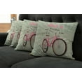 thumbnail image 2 of Ambesonne Vintage Throw Pillow Cover 4 Pack, Retro Pop Art Bike, 16", Green Pink, 2 of 6