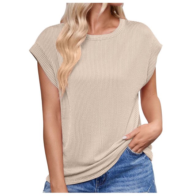 Birdeem Blouses pour Femmes Mode Blouses Décontractées Unies à Manches Courtes Col Rond