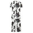 thumbnail image 5 of Nmnitkp Pajamas for Women Set Soft and Friendly Skin Women Pajamas Sets Boho Floral Pleated Loungewear Short Sleeve Button Crewneck Tops and Capri Pants 2 Piece Outfits with Pockets, 5 of 7