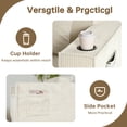 thumbnail image 6 of 41.3" Cloud Single Sofa, Boneless Chaise Lounge Chair with Ottoman, Corduroy Fabric, 2 Cup Holders, Side Storage Pockets, No Assembly, White, 6 of 11