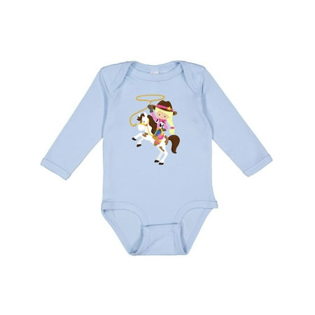 

Inktastic Cowboy Girl Cowgirl On White Horse Blonde Hair Girls Long Sleeve Baby Bodysuit