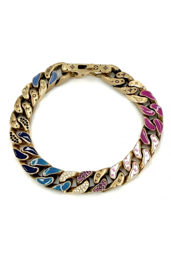 Pre-Owned Louis Vuitton Monogram Bracelet Chain Links Patches Strass Accessory for Men, Size L,...