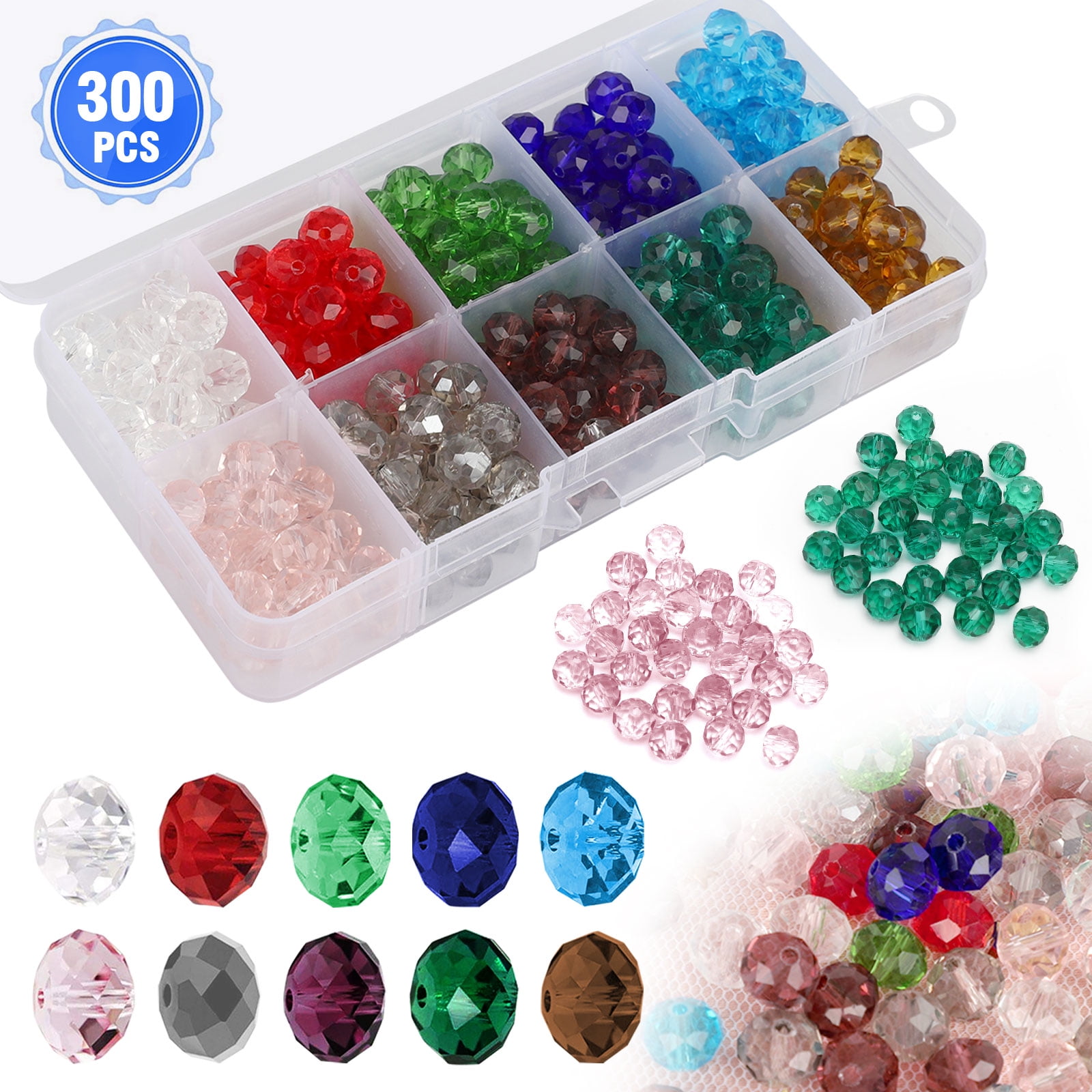 300Pcs 6mm Glass Crystal Faceted Rondelle Spacer Loose Beads DIY Jewelry Making#