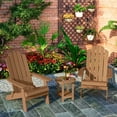 thumbnail image 6 of WINSOON Folding Adirondack Chair and Table Set 3 PCS Garden Outdoor Patio Chairs, Teak Finish, 6 of 8