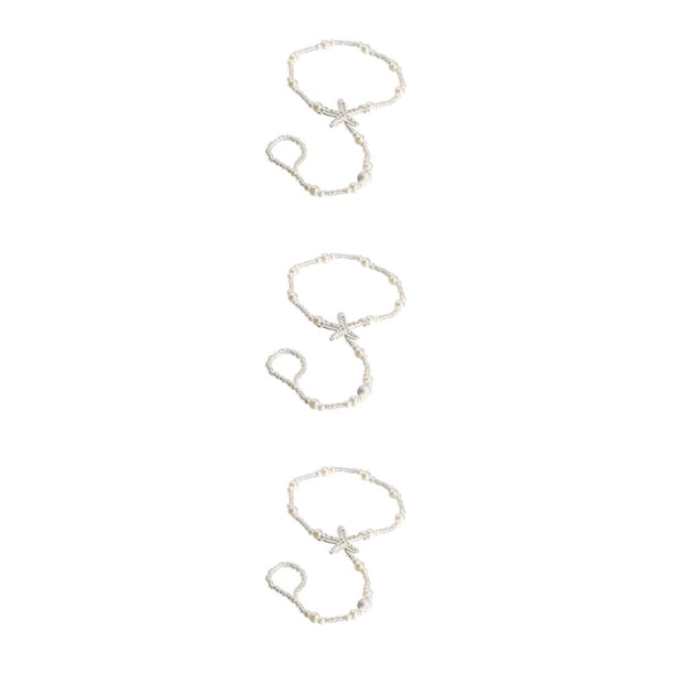 Sonducket Anklets Sea Star Pearl Crystal Foot Ring Hanging Chains Mittens Girls Wedding with Decor Pendent Bracelets Finger Toe Type1 NO1 Sonducket CBP461802