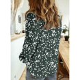 thumbnail image 5 of Yigetop Polka Dot Tops for Women, Women's Casual V Neck Floral Print Roll Up Long Sleeve Chiffon Button Down Blouses Top Shirts Chiffon Blouses for Women Green S, 5 of 5