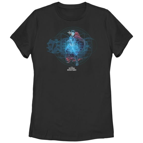 Women's Marvel Doctor Strange in the Multiverse of Madness Neon Strange  Graphic Tee Black Small