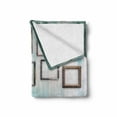 thumbnail image 2 of Clock Soft Flannel Fleece Throw Blanket, Vintage Clock and Empty Picture Frames in Old Room Wooden Backdrop Print, Cozy Plush for Indoor and Outdoor Use, 50" x 70", Green and Brown, by Ambesonne, 2 of 6