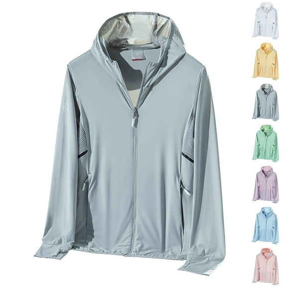 BADHUB Women's UPF 50 Sun Protection Jacket Lightweight Full Zip Long Sleeve Hooded Sun Shirt with Thumb Holes for Outdoor Hiking Fishing Green XXXL