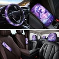 thumbnail image 4 of Yuyamidu Dolphin Car Seat Cover Set with Steering Wheel Cover Moon Seat Belt Cover Headrest Covers Armrest Cover Coasters Keychain Fit SUV Sedans Truck Van, 14 Pack Purple Car Accessories, 4 of 7