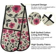 thumbnail image 2 of Yayeee Double Oven Mitt Kitchen Heat Resistant Baking 35" x7" Quilted Glove, Pink Flowers, 2 of 6