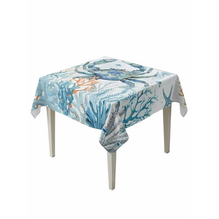 Crab Table Cloth Blue Coastal Starfish Ocean Coral Nautical Waterproof Tablecloth for Square Tables Reusable Washable Fabric Table Cover for Restaurant Kitchen Dining Tables 60 x60 Crab Table Cloth Blue Coastal Starfish Ocean Coral Nautical Waterproof Tablecloth for Square Tables Reusable Washable Fabric Table Cover for Restaurant Kitchen Dining Tables 60 x60