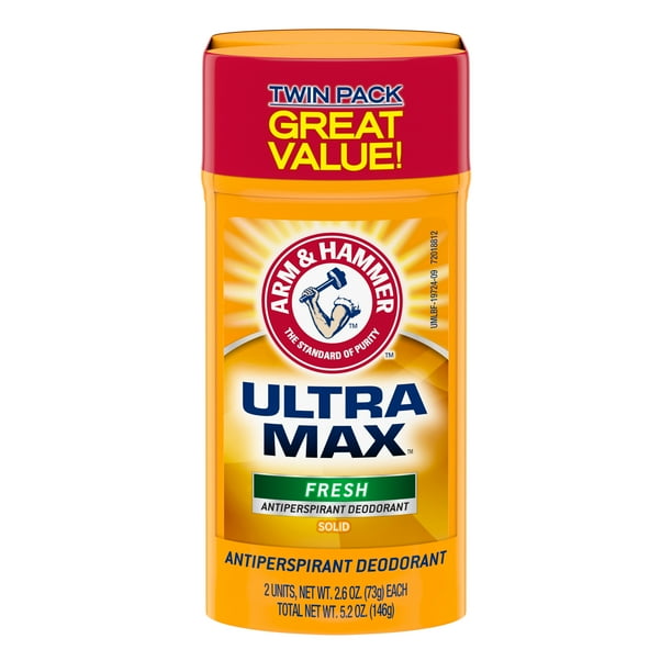 ARM & HAMMER ULTRA MAX Deodorant Fresh Solid 2.6oz Twin Pack (Pack