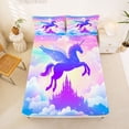 thumbnail image 5 of Erosebridal Cute Unicorn Silhouette Full Size Sheets，Girls Unicorn With Wings Print Bed Sheets For Kids Girls 4-Piece, 5 of 6