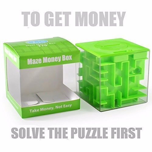 3D Cube Money Maze Puzzle Bank Saving Coin Collection Case Box Gift For Kids