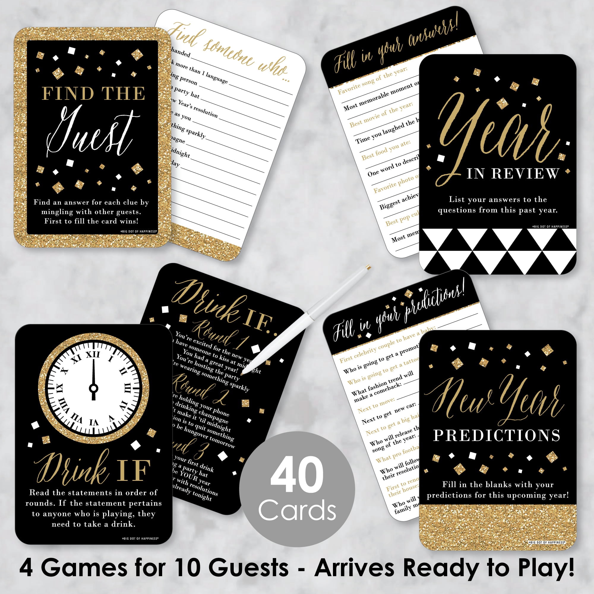 Buy Big Dot of Happiness New Year's Eve - Gold - 4 New Years Eve Party ...