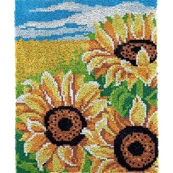 Rug Making Latch Hooking Kit | Gold Sunflower