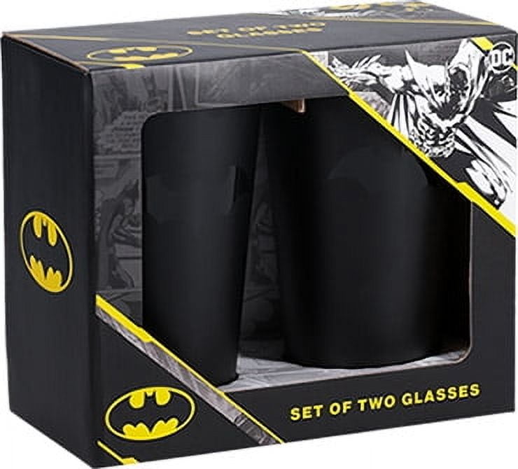 Batman Logo Drinking Glass Cup Tumblers Black Set of 2 15 fl oz Official DC Merchandise by Paladone