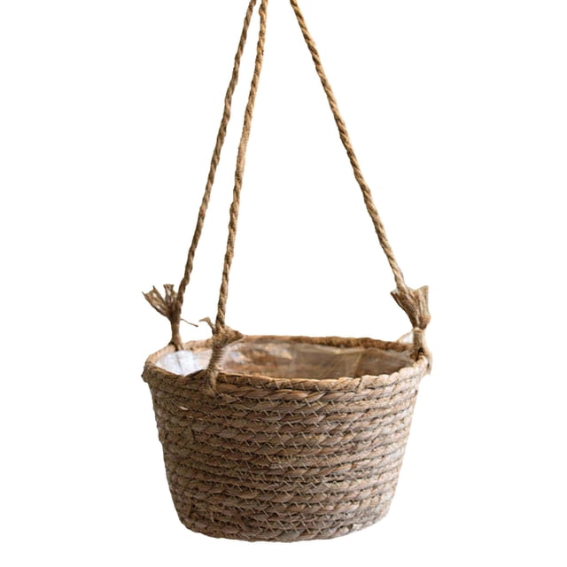 SIfdSeng Get it Fast Hand Woven Knitted Straw Rope Hanging Planter Baskets Flower Pot Holder Containers Storage Organizer Hanging Pots for Indoor