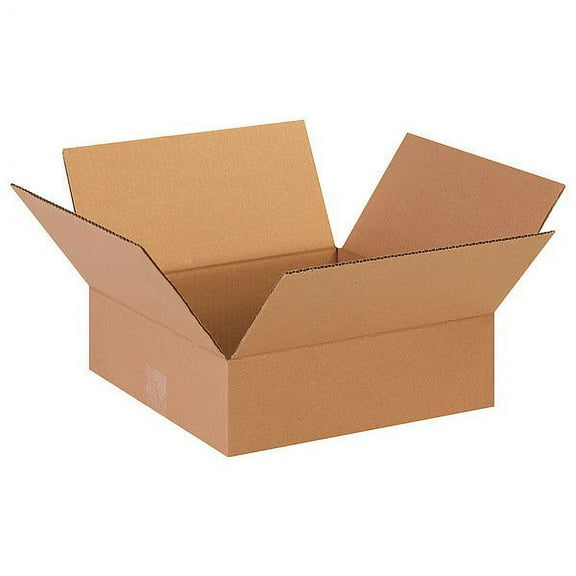 ZoroSelect Flat Corrugated Boxes, 13" x 13" x 4", Kraft, 25/Bundle