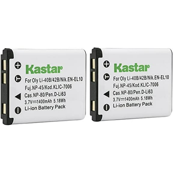 Kastar Li-42B Battery 2-Pack Replacement for Sealife Reefmaster DC-1200, DC1200, DC-1400, DC1400, DC-600, DC600, Tevion SZ 7, Z1400, Voigtländer Vitolux S100, S80 Camera