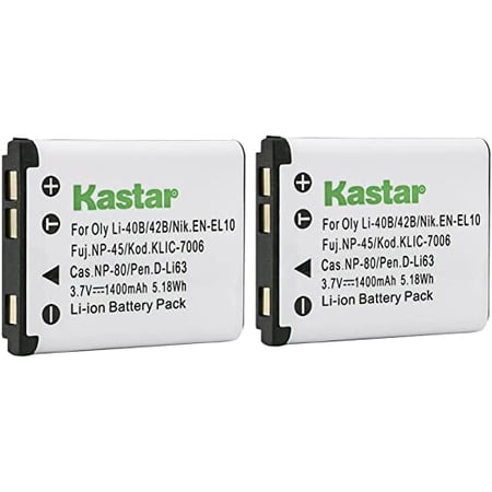 Kastar Li-42B Battery 2-Pack Replacement for Sealife Reefmaster DC-1200 DC1200 DC-1400 DC1400 DC-600 DC600 Tevion SZ 7 Z1400 Voigtländer Vitolux S100 S80 Camera
