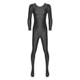 thumbnail image 4 of YONGHS Men's Shiny Glossy Long Sleeve Unitard Full Bodysuit Leotard Jumpsuit Halloween Zentai Black M, 4 of 7