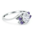 thumbnail image 2 of Simulated Cubic Zirconia Size-10 Oval Art Deco Wedding Engagement Bridal Ring Round Simulated Amethyst CZ 925 Sterling Silver, 2 of 7
