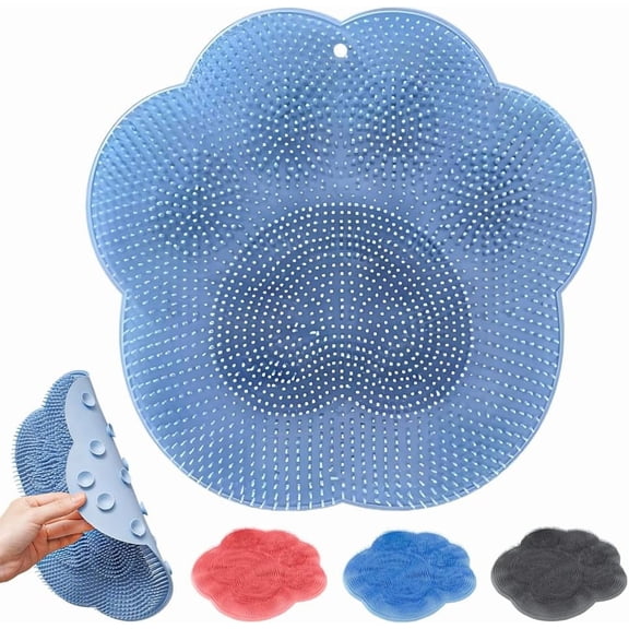 Silicone Shower Foot Scrubber Mat, Foot and Back Scrubber Massage Bath Mat for Shower, Wall Mounted Non-Slip Suction Cups Washer