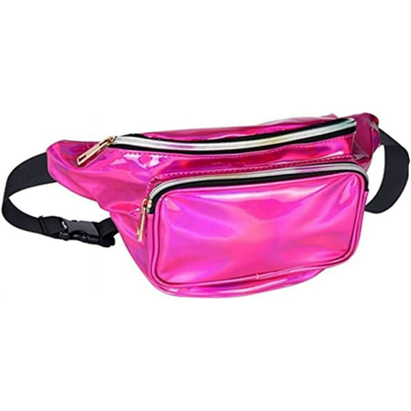 LINLIN Waist Bag, Holographic Fanny Pack for Women/Men Waterproof Resistant Crossbody Waist Bag with Adjustable Belts for Travel, Party, Festival Rave, Running, Hiking