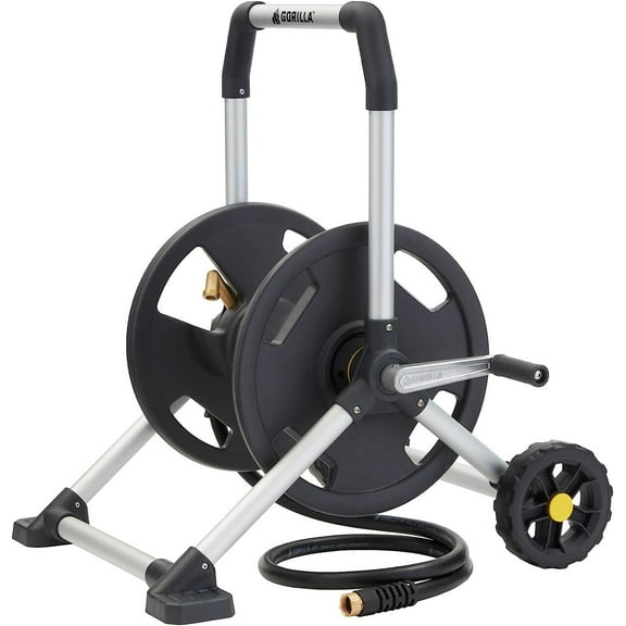 Gorilla Carts Compact Hose Reel GRS-200H - 200 Ft. Capacity, UV Resistant - Black