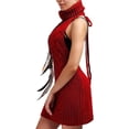 thumbnail image 2 of Women's Japan Style Turtleneck Sleeveless Open Back Sweater Anime Cosplay Sweater Wine Red, 2 of 3