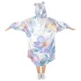 thumbnail image 2 of FORMRS Wearable Blanket Hoodie with Sleeves for Kids Cozy Flannel Sweatshirt, Pastel Flower Pattern, 2 of 7