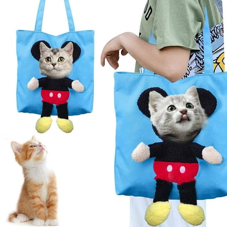 Pet Carrier  Small Mouse Shaped Cat Dog Carrier  Soft Canvas Shoulder Cat Carrying Bag Dog Purse Carrier for Small Medium Kitten Puppy Pet Supplies (S  Blue)
