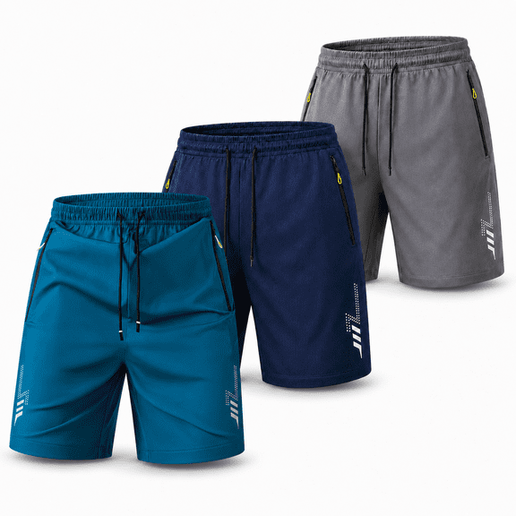Men's Big and Tall Athletic Shorts, 3 Pack Quick Dry Shorts with Pockets, Sizes 3XL-5XL