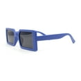 thumbnail image 3 of Kids Size Square Rectangle Thin Plastic Mod Fashion Minimal Sunglasses Navy - Black, 3 of 4