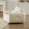 thumbnail image 3 of CQSXDA 35.24 Inch Modern Teddy Fabric Sofa in Beige  with One Pillow Upholstered Sofa for Office and Home Use, 3 of 8