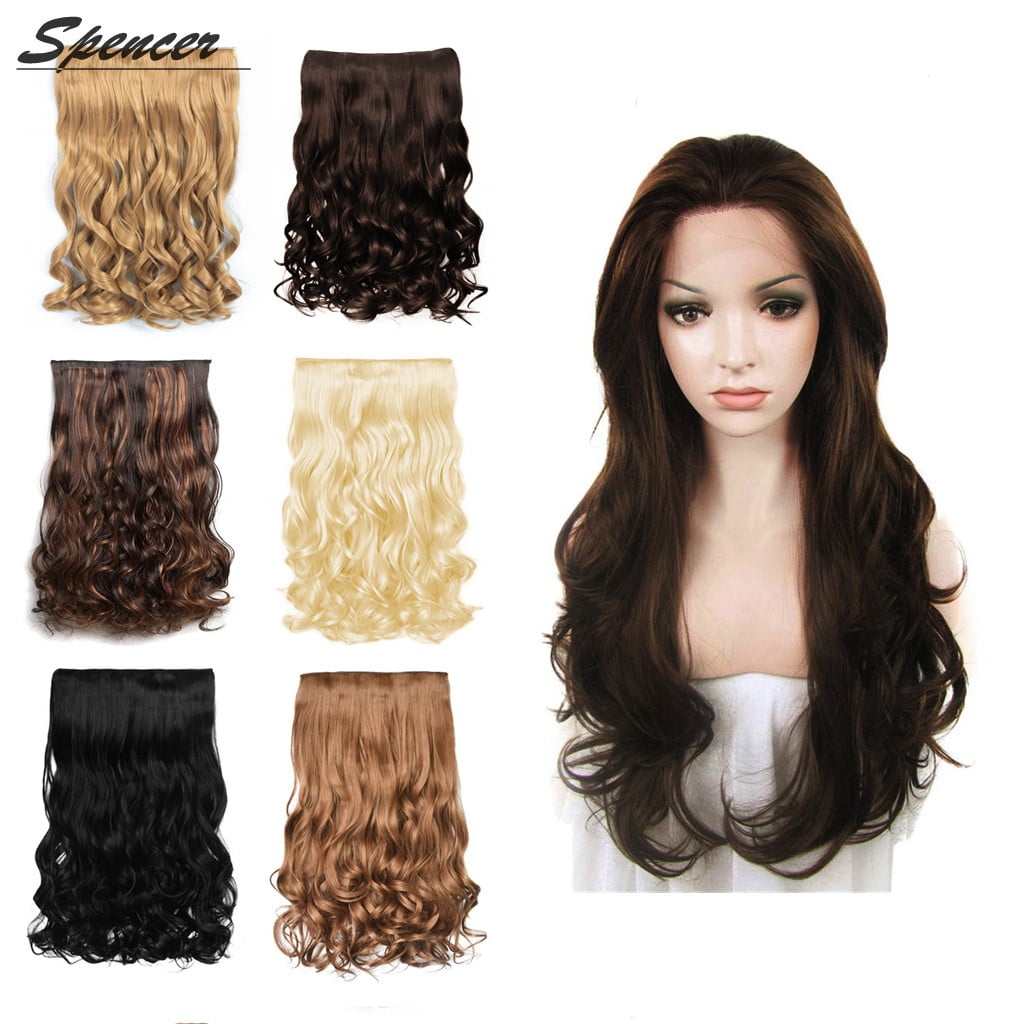 Spencer 24 inch Women Full Head Long Curly Wave Clip Wigs Heat